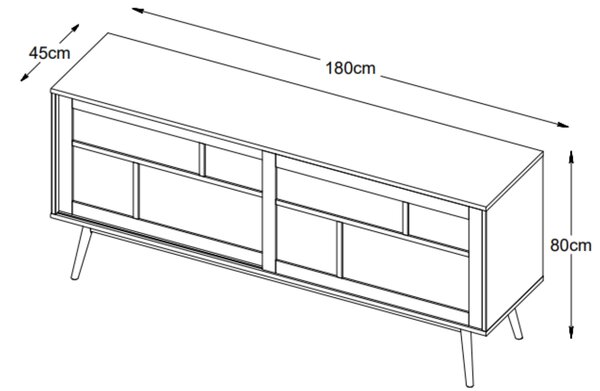 Unique Furniture Tmavě hnědá dubová komoda Barrali 180 x 45 cm
