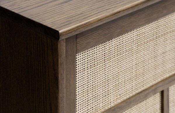 Unique Furniture Tmavě hnědá dubová komoda Barrali 180 x 45 cm