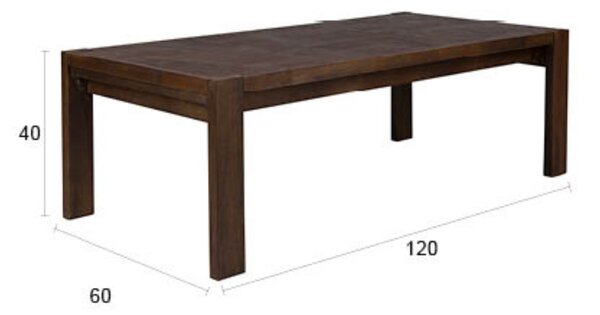 Dutchbone Hnědý dřevěný konferenční stolek BRUNEAU 120 x 60 cm