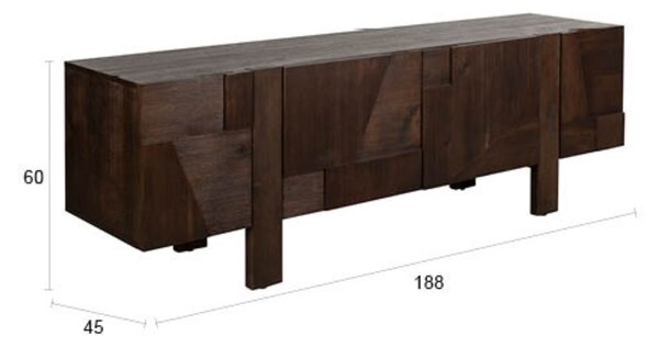 Dutchbone Hnědá dřevěná komoda BRUNEAU 188 x 45 cm
