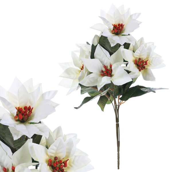 Autronic Puget vánočních růží,poinsécek bílých (7hlav) Květina umělá UK-0033
