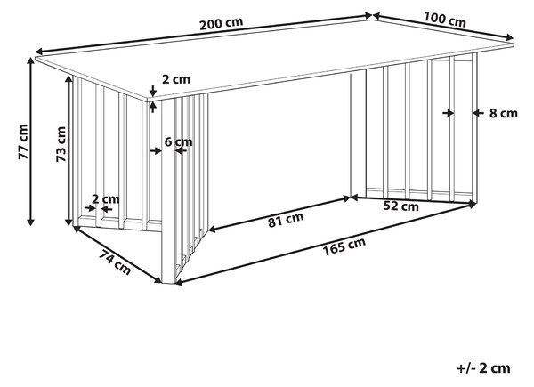 Jídelní stůl LEANDRA Světlý jasan 200 cm 100 cm