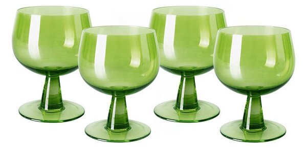 Set 4ks zelená lim sklenice na víno na nízké noze The Emeralds - Ø 8*11cm/ 250ml - HKLIVING