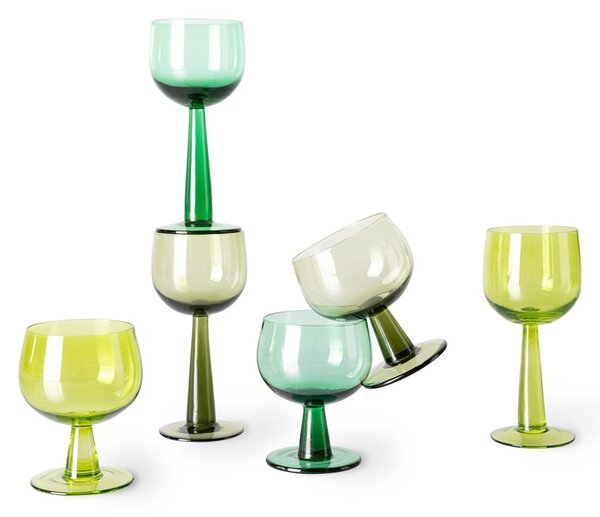 Set 4ks zelená sklenice na víno na vysoké noze The Emeralds - Ø 8*17cm/ 200ml - HKLIVING