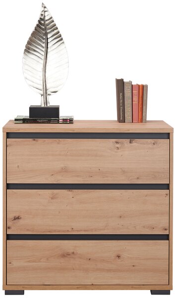 KOMODA, antracitová, barvy dubu, 80/79/48 cm Carryhome - Široké komody
