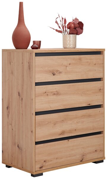 KOMODA, antracitová, barvy dubu, 80/103/48 cm Carryhome - Široké komody