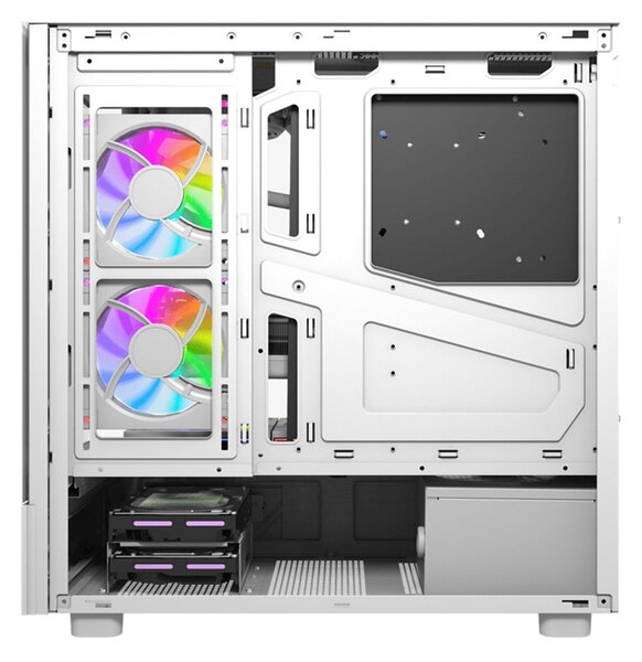 Počítačová skříň DarkFlash DS950V s displejem (bílá) + 6 ventilátorů