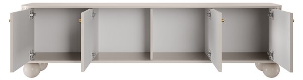 TV stolek Vesper 4D 187 cm - kašmírový / zlaté úchytky / kulaté kašmírové nožky