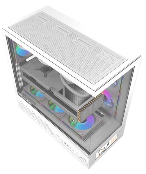 Počítačová skříň DarkFlash DS950V s displejem (bílá) + 6 ventilátorů