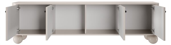 TV stolek Vesper 4D 187 cm - kašmírový / černé úchytky / kulaté kašmírové nožky