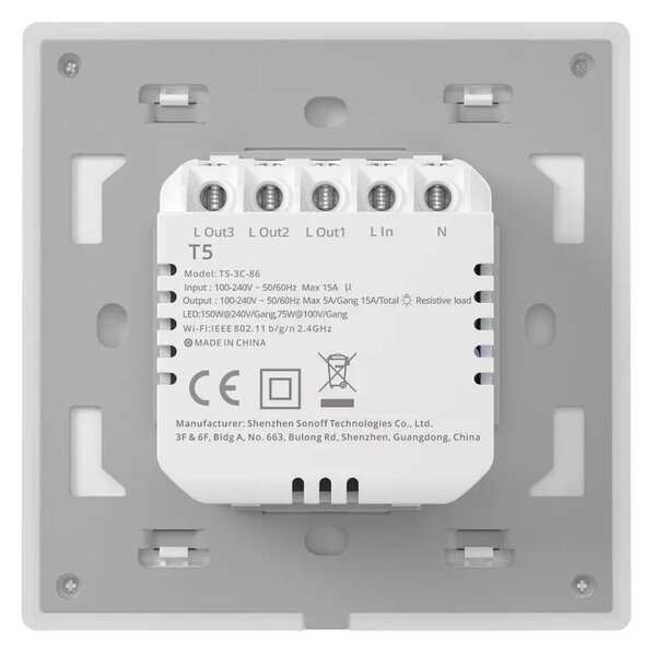 Chytrý dotykový nástěnný vypínač WiFi Sonoff TX T5 3C (3kanálový)