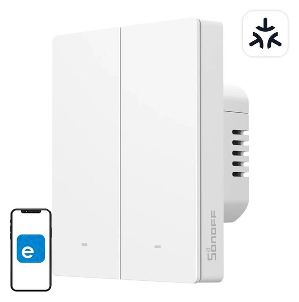 SONOFF M5-2C-80W Inteligentní nástěnný vypínač Matter (2-kanálový, pro rámeček)
