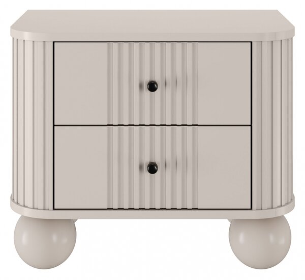 Set nočních stolků Vesper 56 cm - kašmírová / černé úchytky / kulaté kašmírové nohy