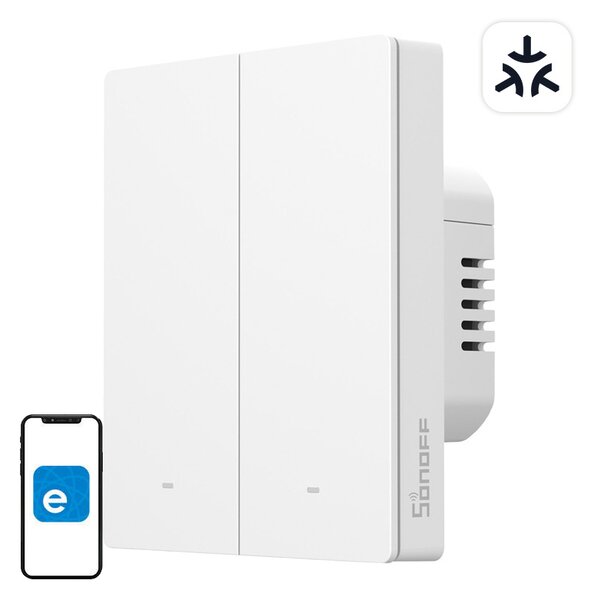 SONOFF M5-2C-80W Inteligentní nástěnný vypínač Matter (2-kanálový, pro rámeček)