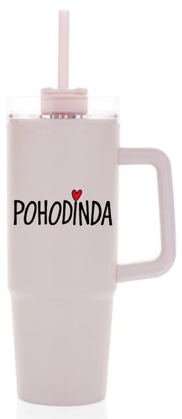 POHODINDA - růžová cestovní termoska s průhledným víčkem 900 ml