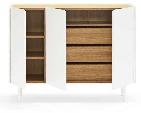 Bílá nízká komoda v dekoru dubu 110x85 cm Arista – Teulat