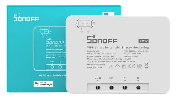 Chytrý vypínač WiFi s monitorováním spotřeby energie Sonoff POWR3 (25A/5500W)