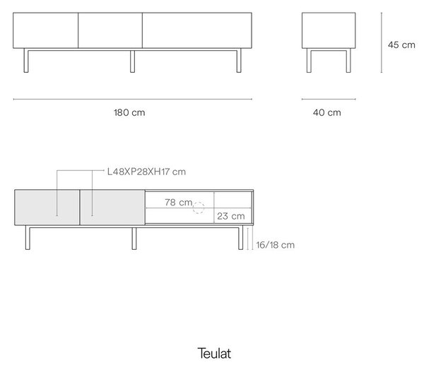 TV stolek v dekoru dubu v zeleno-přírodní barvě 180x45 cm Arista – Teulat