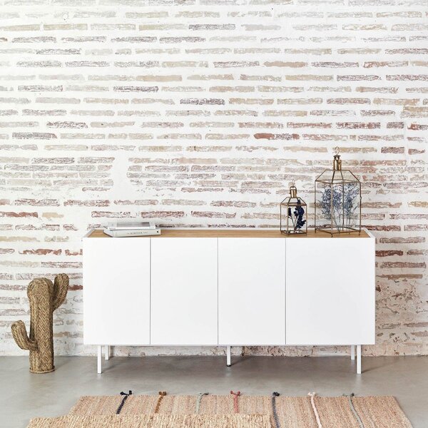 Nízká komoda v dekoru dubu v bílo-přírodní barvě 165x78 cm Arista – Teulat