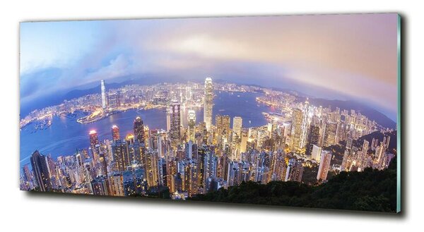 Foto obraz sklo tvrzené Hongkong panorama osh-89343951