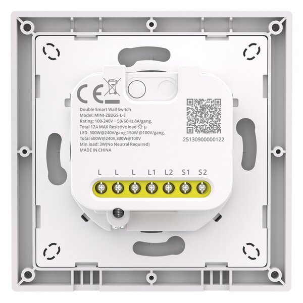 SONOFF MINI-ZB2GSL-E Dvoukanálový nástěnný vypínač ZigBee bez nat