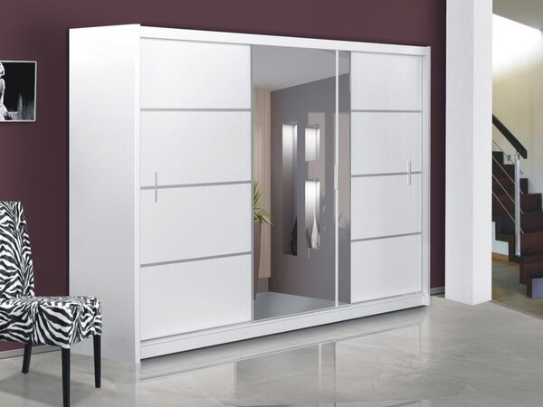 Šatní skříň s posuvnými dveřmi Vista 250, Barva: bílá mat / zrcadlo Mirjan24 5902928025408