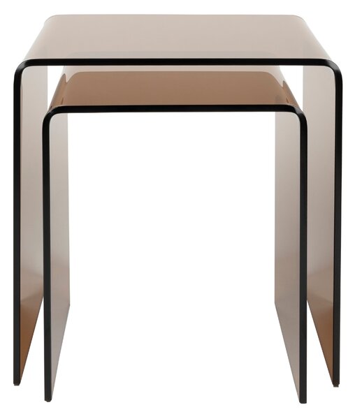 Dutchbone Set dvou hnědých skleněných odkládacích stolků VETRO 45 x 40 cm