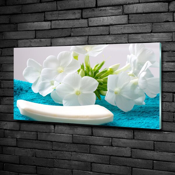 Foto obraz sklo tvrzené Bílé květiny spa osh-89406381