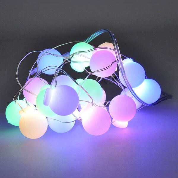 SOLIGHT LED vánoční řetěz barevné koule, 20x LED, 2m, 2x AA