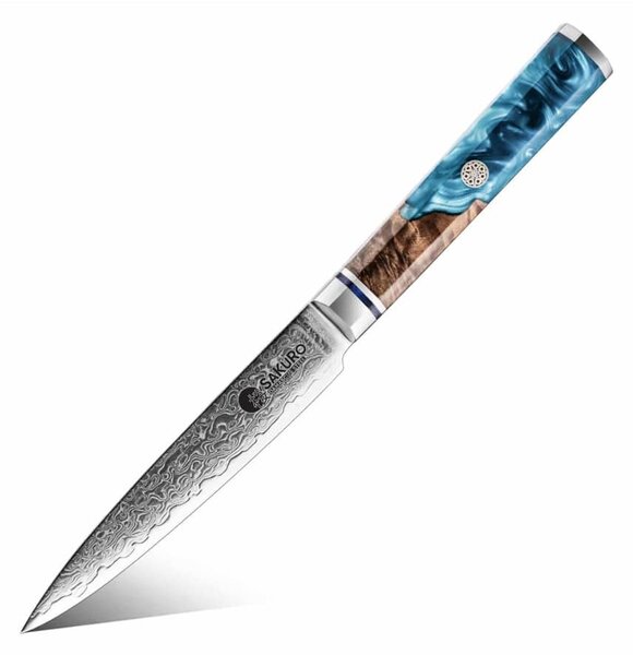 Víceúčelový nůž z damaškové oceli SaKuRo Blue 10,9 cm