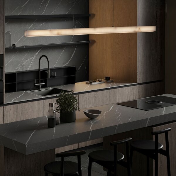 Nova Luce Bílé závěsné LED světlo Vaster 120 cm se zlatým zavěšením