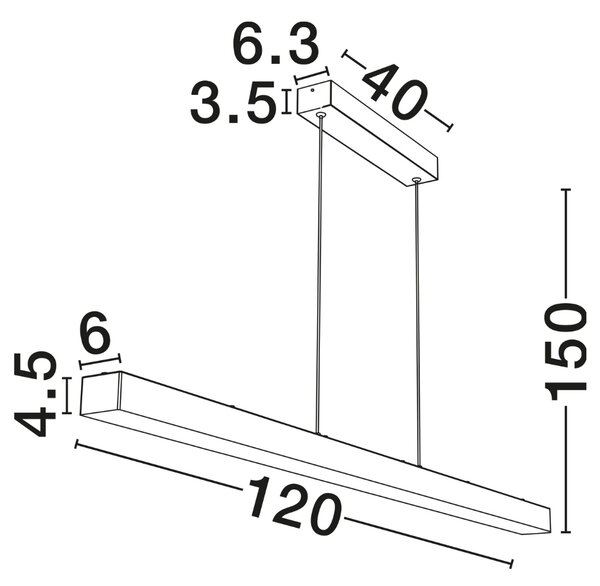 Nova Luce Bílé závěsné LED světlo Vaster 120 cm se zlatým zavěšením