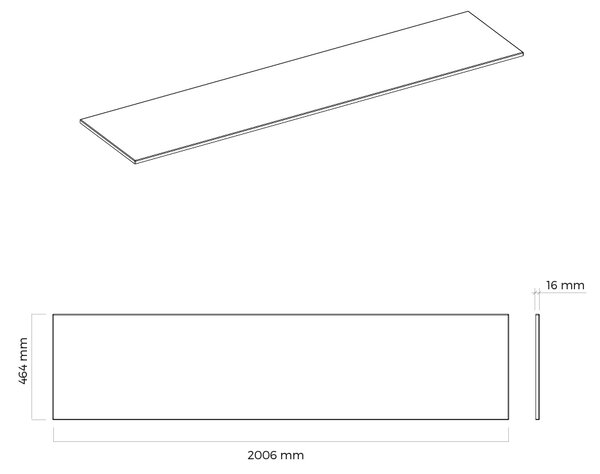 Oltens Vernal deska na skříňku 200.6x46.4 cm bílá 63010000