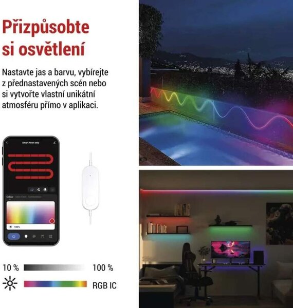 Emos ZPW313I GO SMART - LED RGB ohebný pásek NEON, stmívatelný, WIFI, 3 metry (Ohebný neonový pásek ovládaný mobilní aplikací)