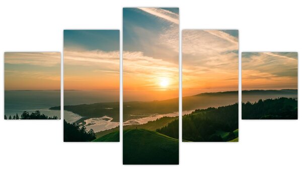 Obraz východu slunce nad mořem (125x70 cm)
