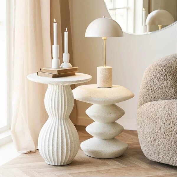 Nordic Living Béžová mramorová stolní lampa Sheffield 45 cm
