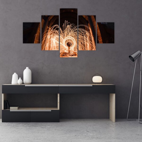 Obraz - Světelná show na kolejích (125x70 cm)