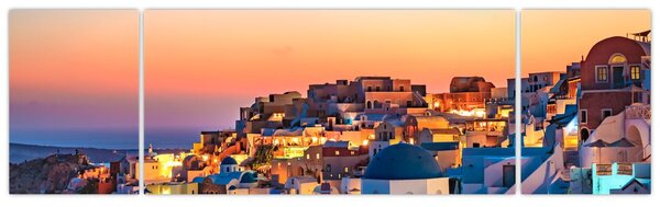 Obraz - Santorini při setmění (170x50 cm)