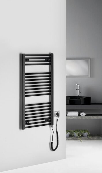 Aqualine - Koupelnový elektrický radiátor DIRECT-E 300W 96x45 cm matná černá