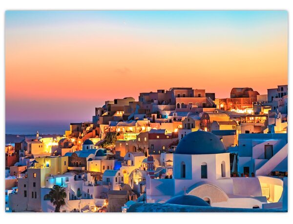Obraz - Santorini při setmění (70x50 cm)