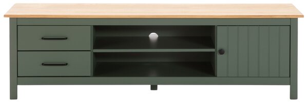 Olivově zelený borovicový TV stolek Marckeric Miranda 158 x 40 cm