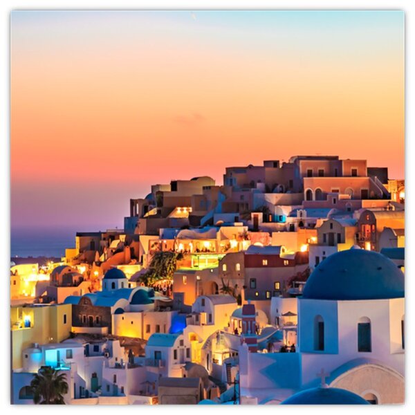 Obraz - Santorini při setmění (30x30 cm)