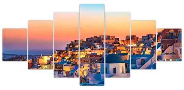 Obraz - Santorini při setmění (210x100 cm)