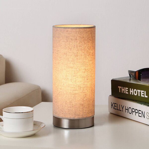 Lindby Stolní lampa Ronja, výška 26 cm, krémová barva, textilie, stmívatelný, Krémová / jantar, Ložnice, Textil / tkanina / hedvábí, Moderní