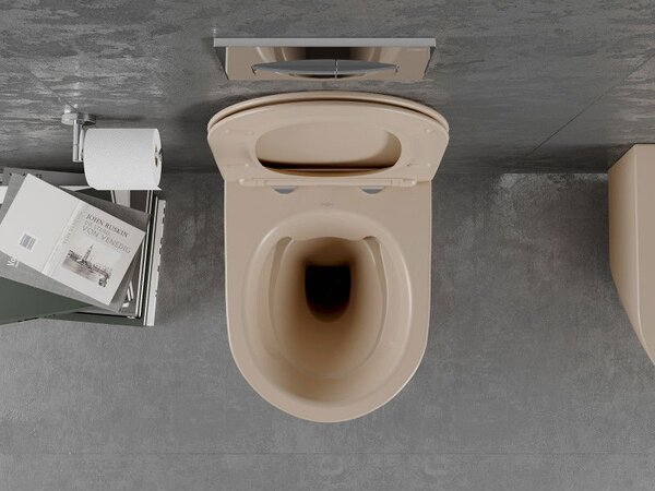 Mexen Lena WC mísa Rimless s deskou pomalu uzavíratelnou slim, duroplast, cappuccino mat - 30224064