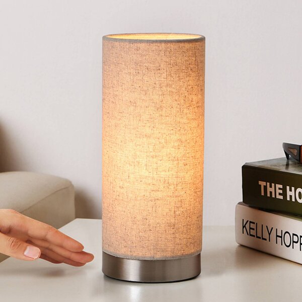 Lindby Stolní lampa Ronja, výška 26 cm, krémová barva, textilie, stmívatelný, Krémová / jantar, Ložnice, Textil / tkanina / hedvábí, Moderní
