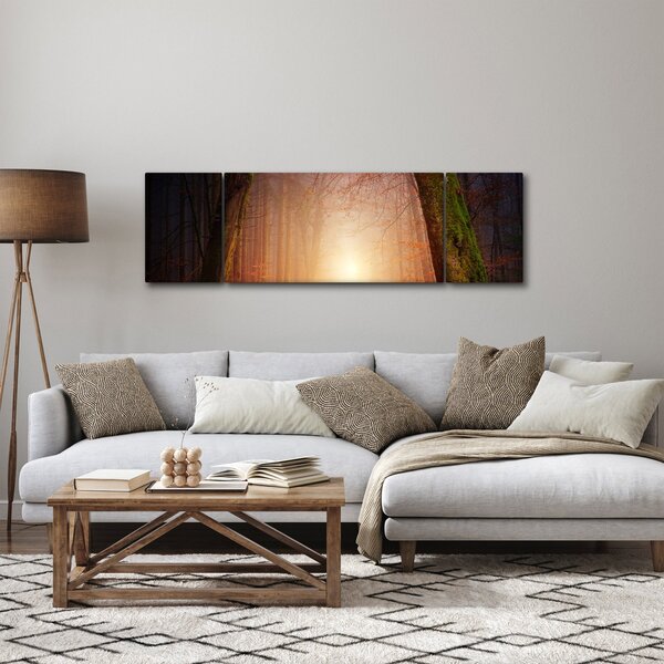 Obraz podzimního lesa v mlze (170x50 cm)