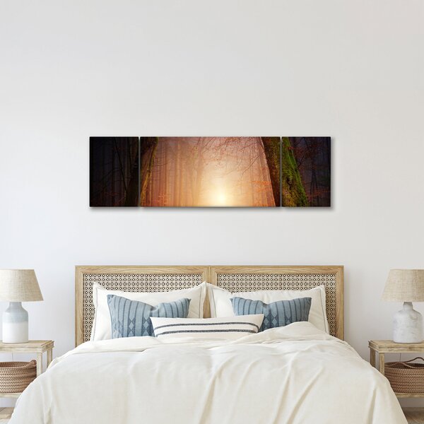 Obraz podzimního lesa v mlze (170x50 cm)