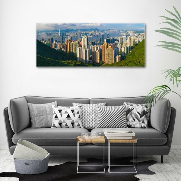 Foto obraz sklo tvrzené Hongkong panorama osh-90238708