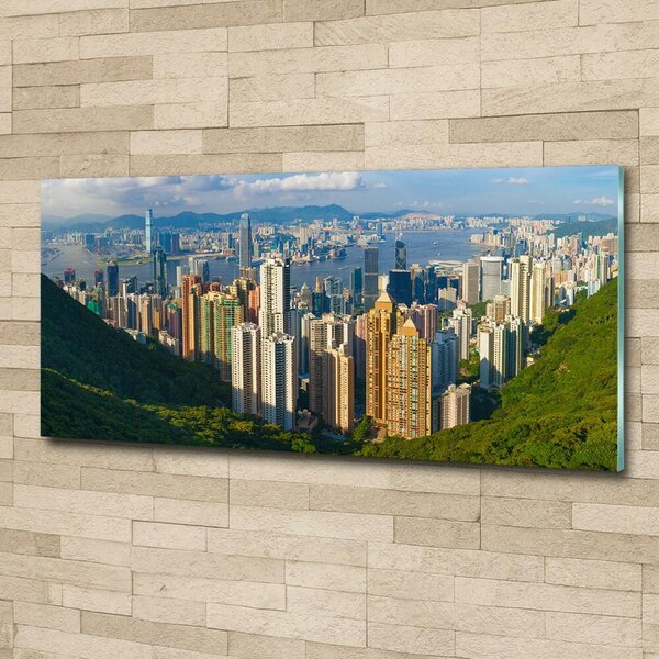 Foto obraz sklo tvrzené Hongkong panorama osh-90238708